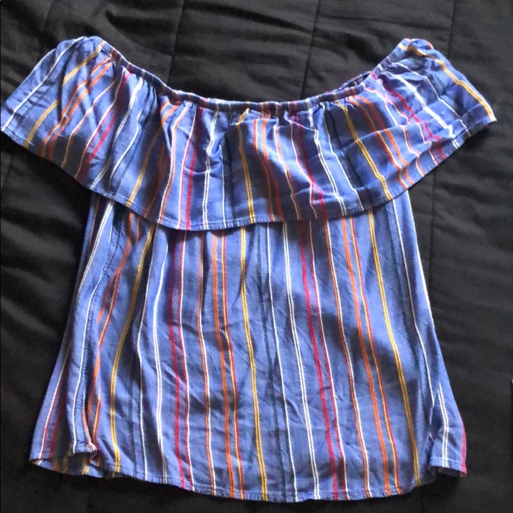 Socialite striped off the shoulder top